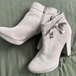LC Lauren Conrad Gray Ankle Booties with High Heel